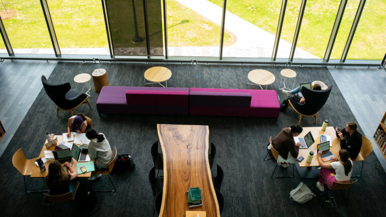 Students in the Math Dept student lounge in Wachenheim.