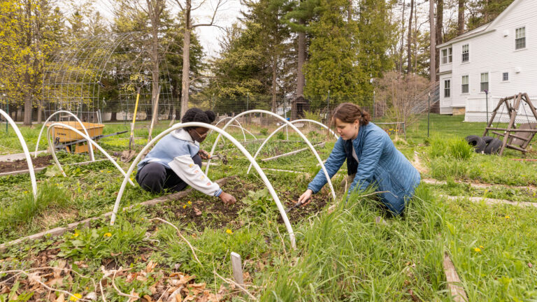 Students practicing sustainable gardening