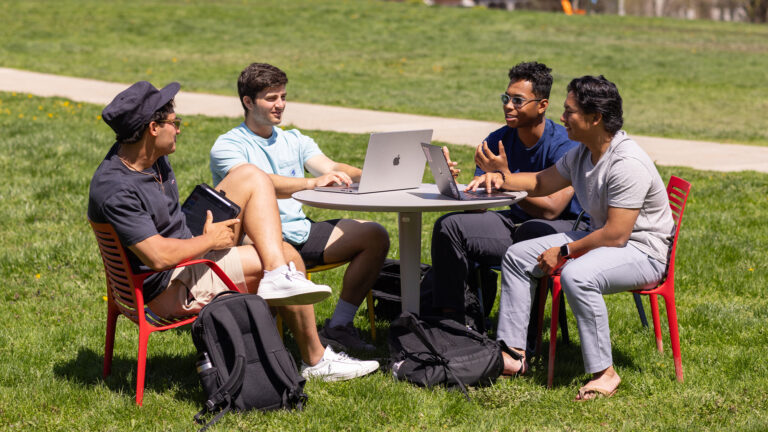 Students studying in the Science Quad
