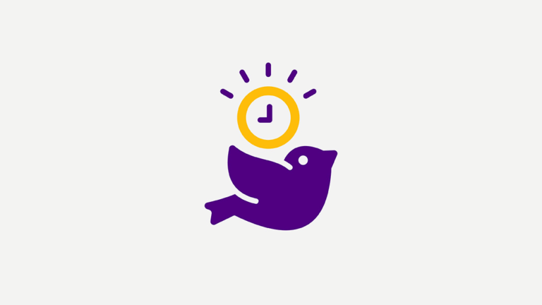 Icon of a bird next to a clock