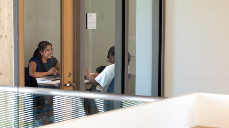 Students studying in the Davis Center