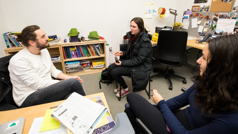 German Teaching Associate Marcus Diepold with students