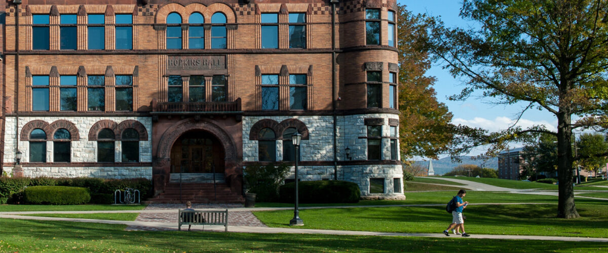 Students walking by Hopkins Hall