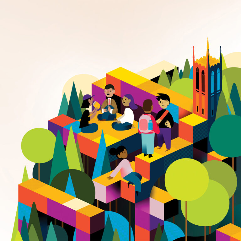 Illustration inspired by Williams College campus from the 'A Co-op for Computing' article