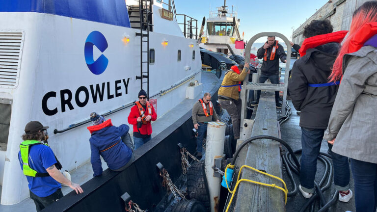 Students working on a ship during the CaOS Climate and Community Leaders program