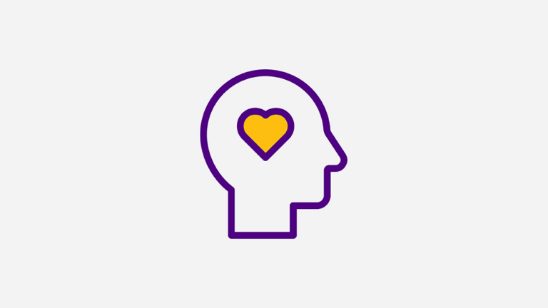 icon of showing the outline of a head in profile with a heart inside