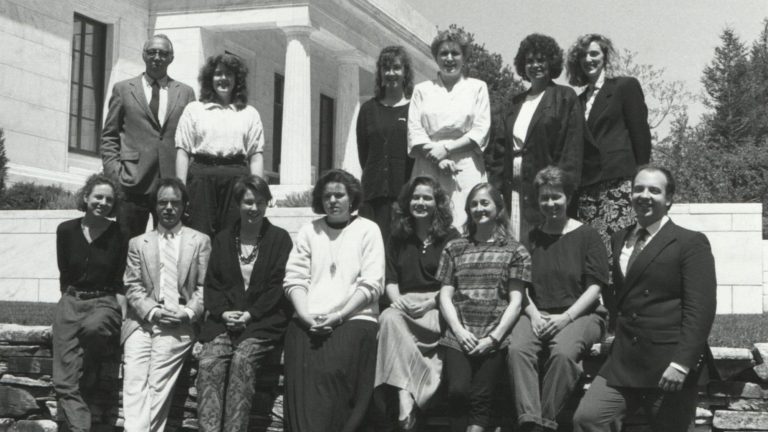 Archival photo of the first graduating Grad Art class