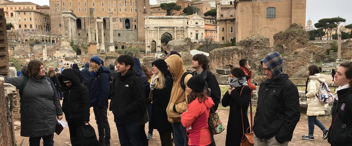 Students from the Classics department learning during a study abroad trip to Rome