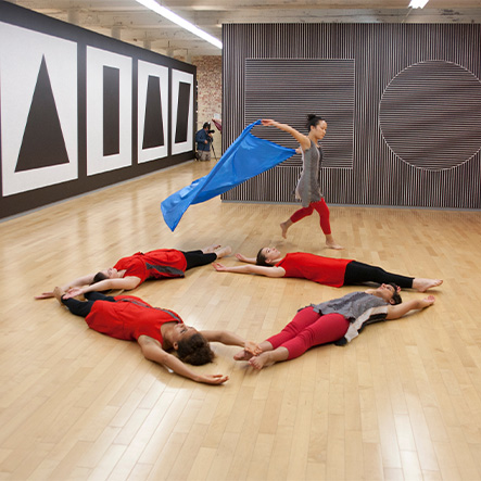 Dance ensemble CoDA performing in the gallery at Mass MoCA